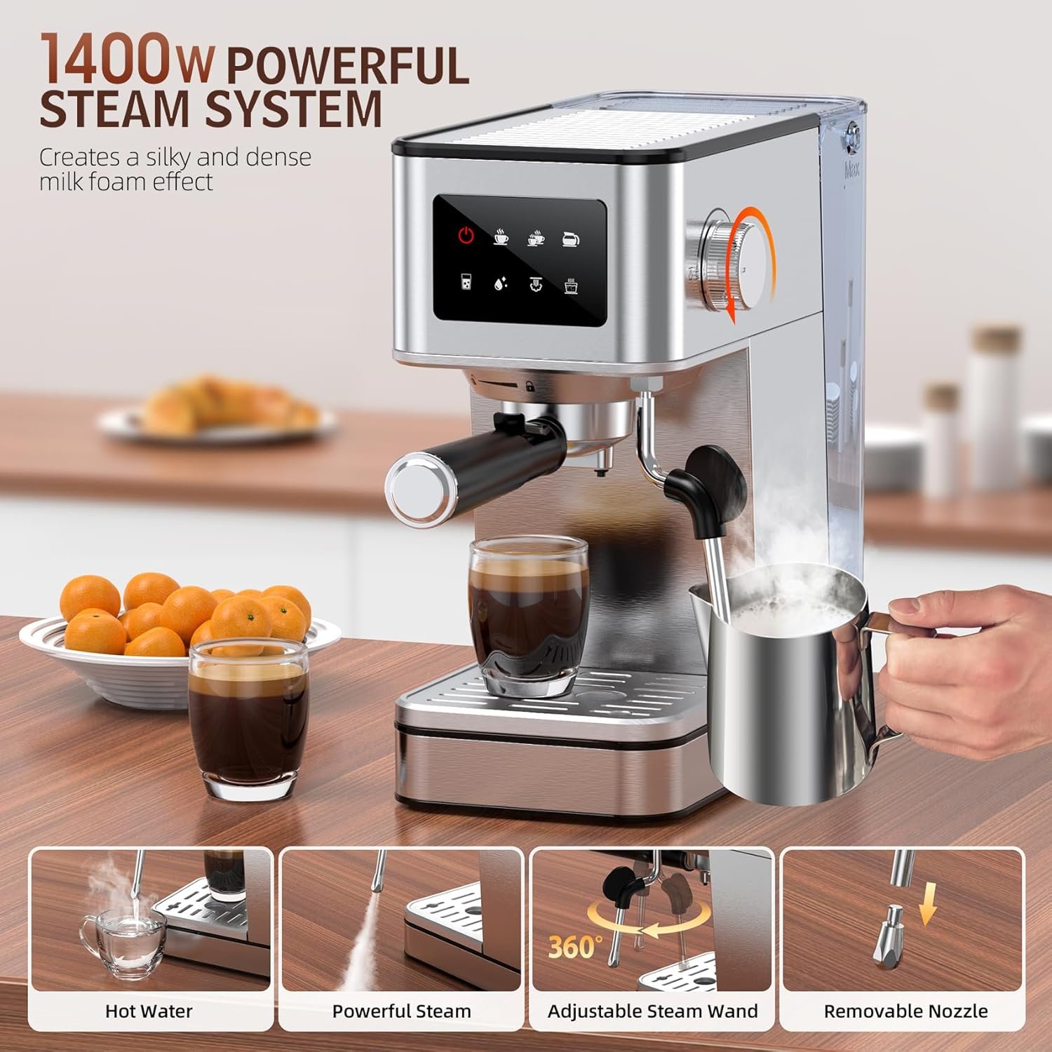 Compact Espresso Machine with Milk Frother - Image 3